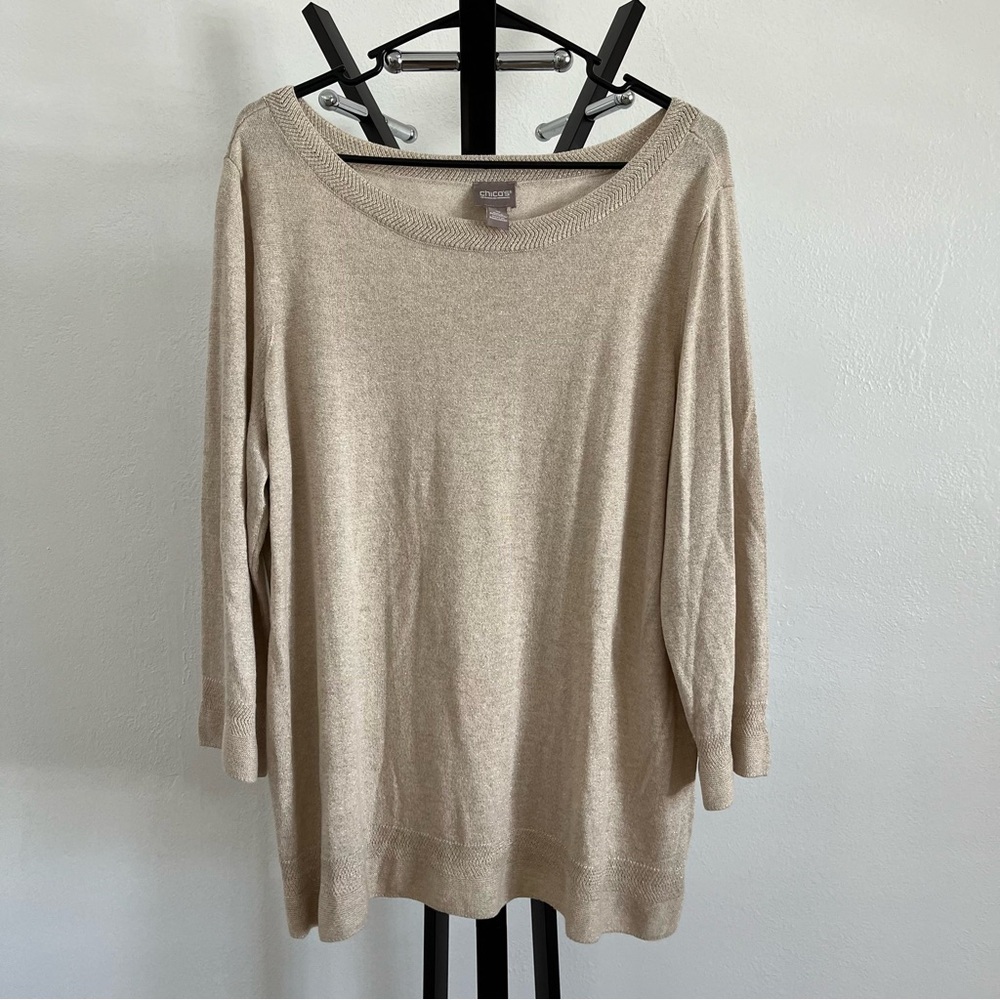 Chico's Beige Knit Top Size 3